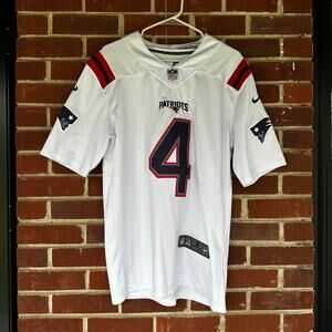 Nike Patriots Zappe #4 White NFL Jersey On Field Small